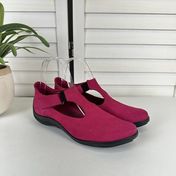 Arche Fuchsia Pink T Strap Mary Jane Flats Adjustable Strap Comfort Shoes Size 7 - Picture 2 of 11